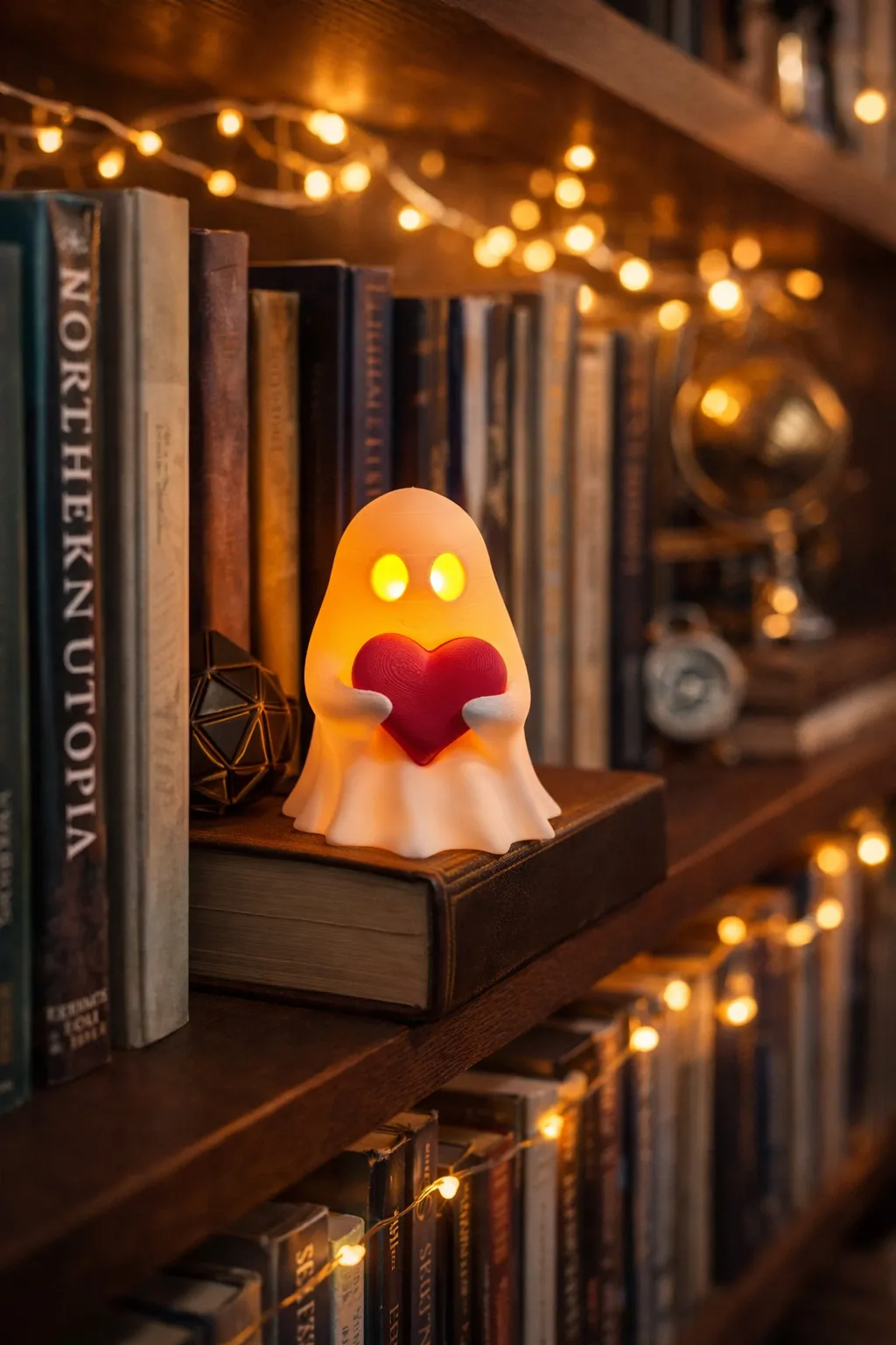 3d Baskı Kitap Okuyan Hayalet Biblo Gece Lambası Balonlu Dekoratif Masa Lambası