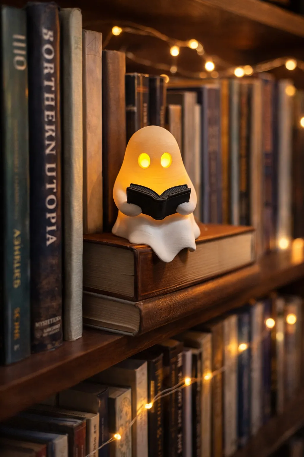 3d Baskı Kitap Okuyan Hayalet Biblo Gece Lambası Balonlu Dekoratif Masa Lambası