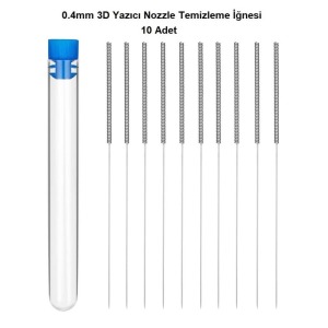 3D Yazıcı Nozzle Temizleme İğnesi 0.4mm – 10 Adet | Tıkanıklık Açıcı Bakım Seti | PLA ABS PETG Uyumlu